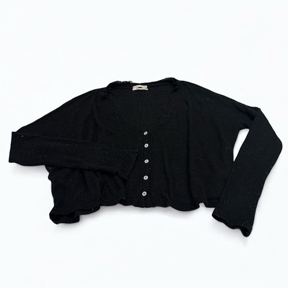 Urban Outfitters Women’s Button Long Sleeve Waffle Knit Sweater Black Small
